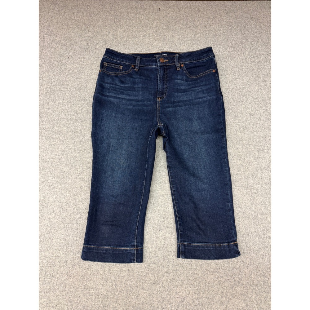 Chico's Skinny Capri Jeans Size 8R 1R Dark Wash Blue Stretch Denim Cropped Pants